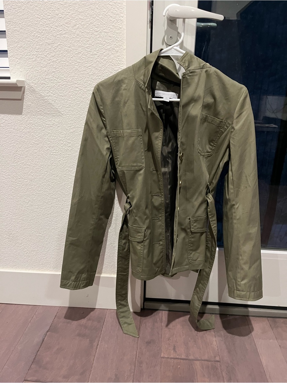 New York & Company Olive Utility Hooded Field Jacket